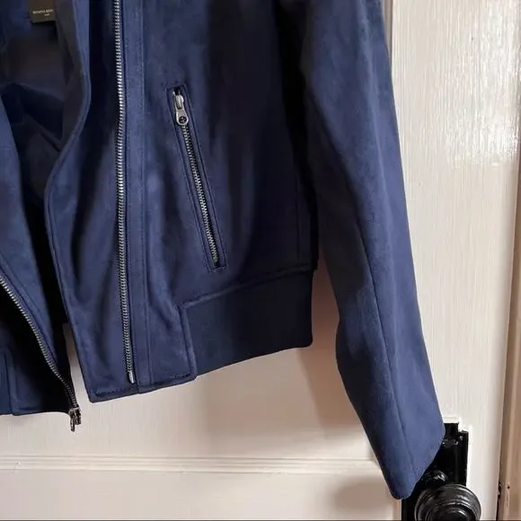 Banana Republic Petite Blue Faux Suede Moto Jacket